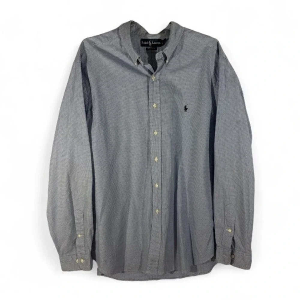 Ralph Lauren Men's XXL(18) Classic Fit Long Sleeve Button-Up Checked Shirt READ